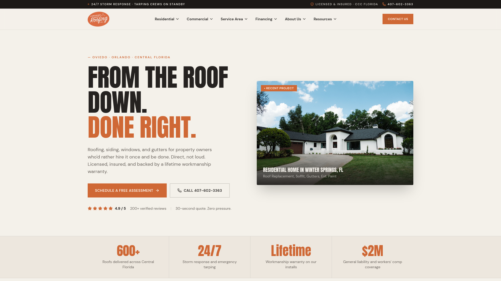Certified Best Roofing hero